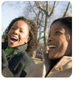Two women laughing