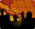 Shadows of peole in front of globe