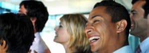 Co-workers enjoying a laugh