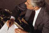 Overhead view of businessman