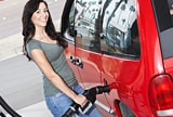 Woman at gas station