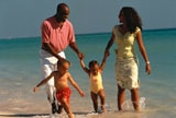 Family on beach