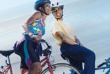 couple riding bikes