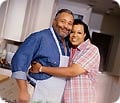 Retired couple cooking