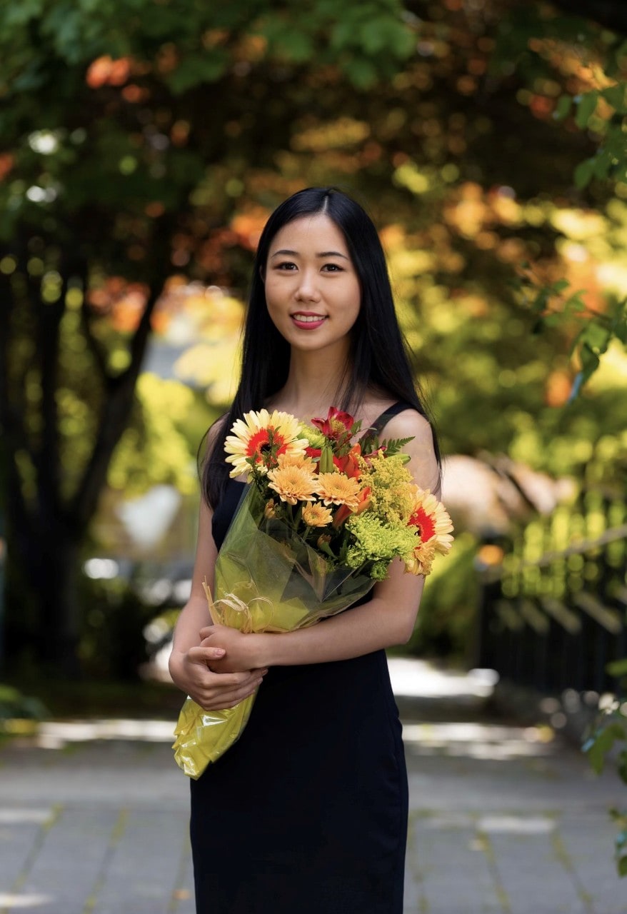 Michelle Liu holding bouquet
