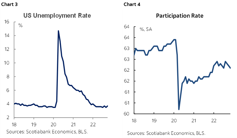 Chart 3: US Unemployment Rate; Chart 4: Participation Rate